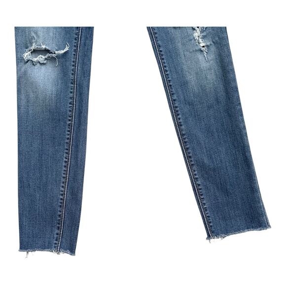 WHITE HOUSE BLACK MARKET Womens Size 2 Ripped Skimmer Raw Hem Blue Jeans WHBM - Picture 6 of 10